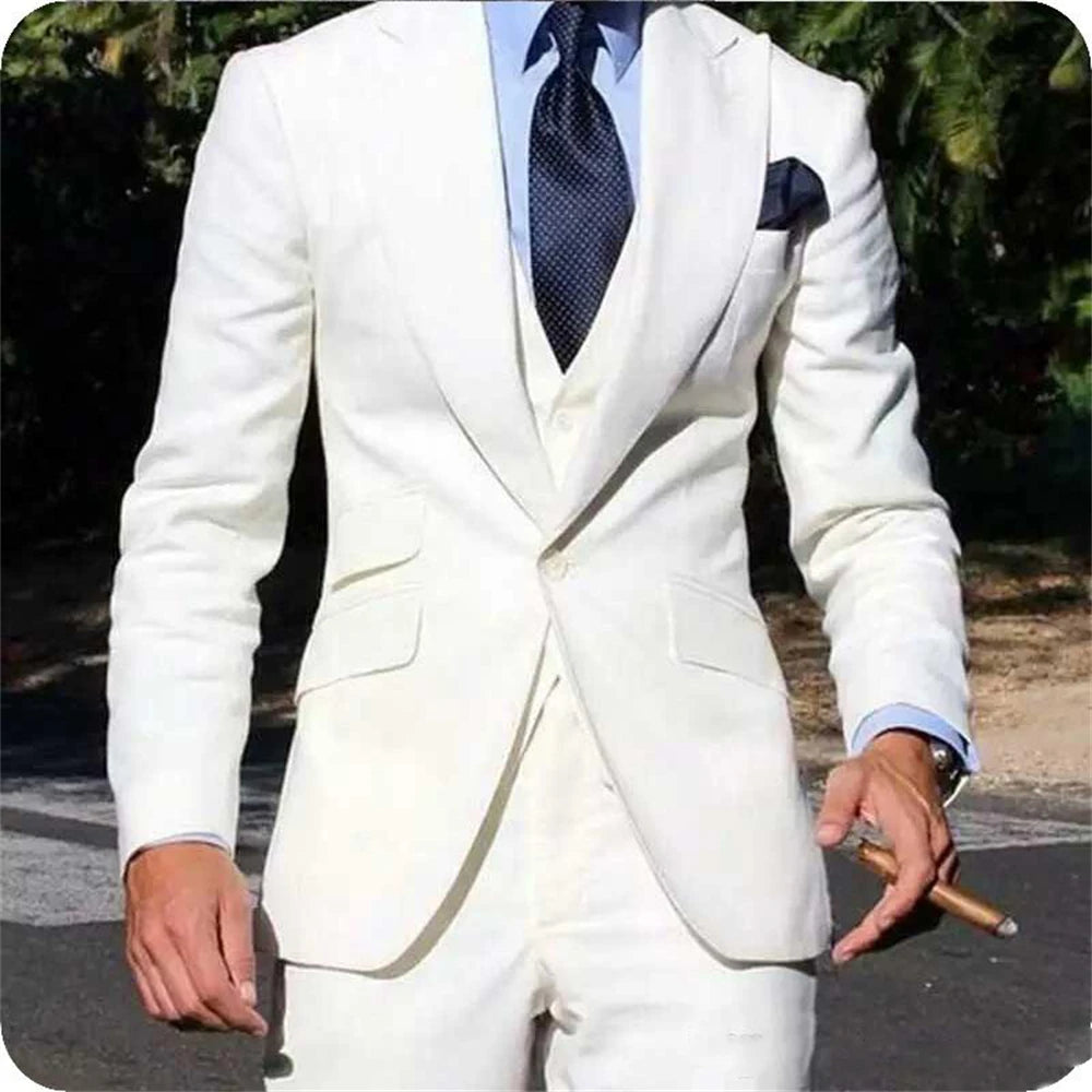 Elegant Wedding Tuxedos Suits Slim Fit Bridegroom For Men 3 Pieces Groomsmen Suit Male Cheap Formal Business (Jacket+Vest+Pants）