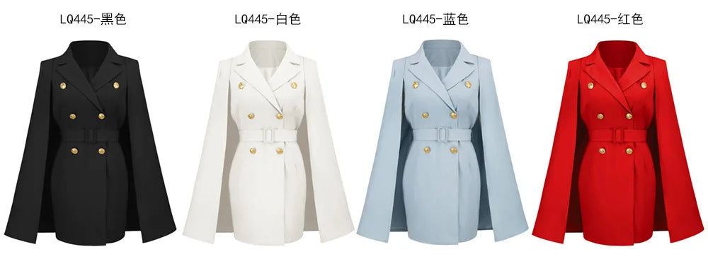 2022 Spring Autumn Women's Coat Casual Slim Cloak Suit Professional Suits Fashion Commuter Temperament Suit Dresses for Female