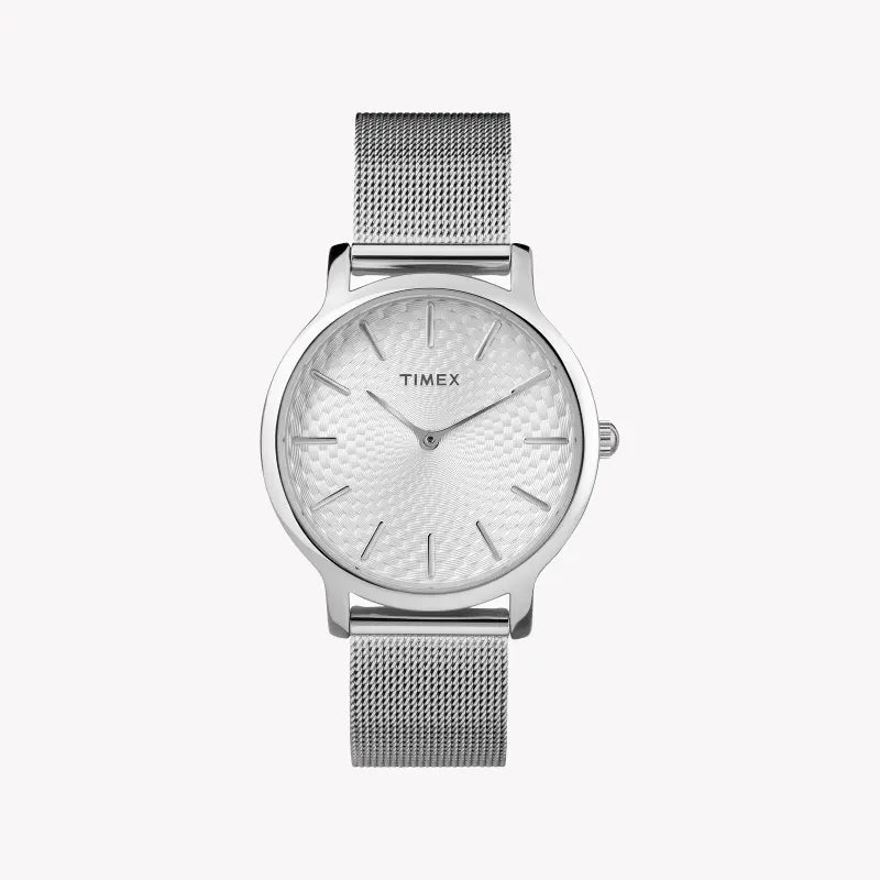 Timex Women's Silver Stainless Steel Watch, Silver Dial | Tw2r36200-0