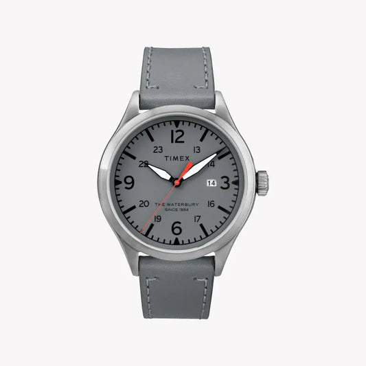 Timex Unisex Gray Leather Watch, Gray Dial | Tw2r71000-0